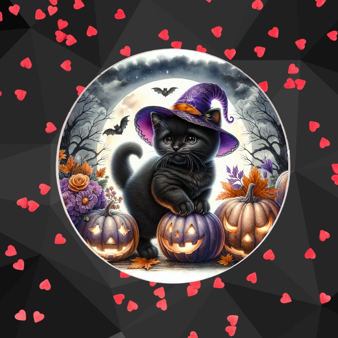 Dessous de verre " Spooky cat "